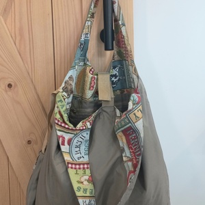 Poppy összecsukható bevásárlótáska / drapp farmos - Meska.hu