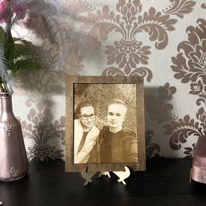 Fára gravírozott kép, barna kerettel, Esküvő, Emlék & Ajándék, Album & Fotóalbum, Gravírozás, pirográfia, MESKA