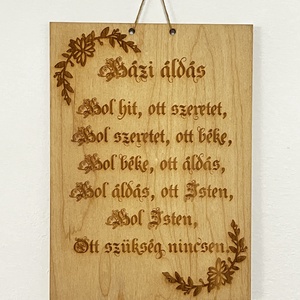 Házi Áldás tábla, Otthon & Életmód, Dekoráció, Kép & Falikép, Táblakép, Gravírozás, pirográfia, MESKA