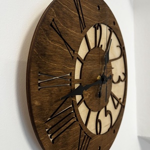 Fali óra  római számos, 30 cm, Otthon & Életmód, Dekoráció, Fali és függő dekoráció, Falióra & óra, Gravírozás, pirográfia, MESKA