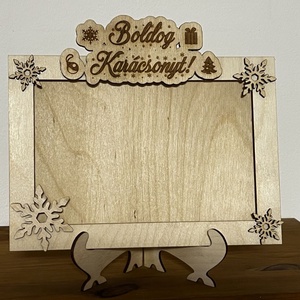 Boldog Karácsonyt! Fa fényképtartó  ünnepi, személyre szabható karácsonyi dekoráció - karácsony - karácsonyi lakásdekoráció - karácsonyfadíszek - Meska.hu