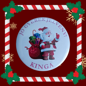 Személyre Szabható Mikulás Kitűző 58mm – Jó Gyerek Jelvény! Egyedi Névvel, Ékszer, Kitűző és Bross, Ékszerkészítés, Lepd meg a kicsiket egy igazán különleges, személyre szabható mikulás kitűzővel, amely a gyermek ne..., MESKA