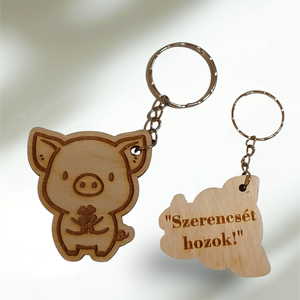 Gravírozott Malacos Kulcstartó � Szerencsehozó Újévi Ajándék (BUÉK 2026) - táska & tok - kulcstartó & táskadísz - kulcstartó - Meska.hu