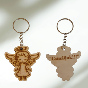Őrangyal kulcstartó � Egyedi gravírozott fa angyalka pozitív üzenettel - táska & tok - kulcstartó & táskadísz - kulcstartó - Meska.hu