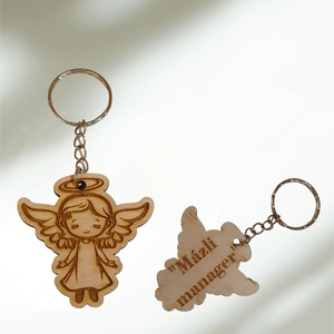 Őrangyal kulcstartó � Egyedi gravírozott fa angyalka pozitív üzenettel - táska & tok - kulcstartó & táskadísz - kulcstartó - Meska.hu