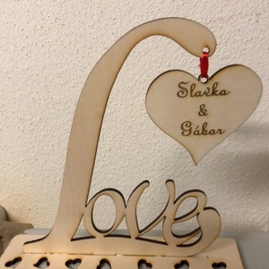 LOVE asztaldísz szívvel � romantikus fa dekoráció esküvőre és otthonra, Otthon & Életmód, Dekoráció, Asztal és polc dekoráció, Asztaldísz, , MESKA