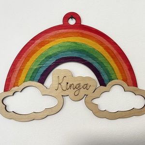 Egyedi névre szóló szivárványos fa névtábla � vidám ajtódekoráció gyerekszobába, Baba - mama, Babaszoba dekoráció, Babanév dekoráció, , MESKA