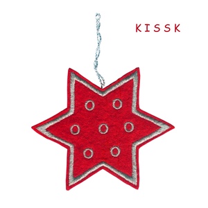 Piros - ezüst csillag dísz - Meska.hu