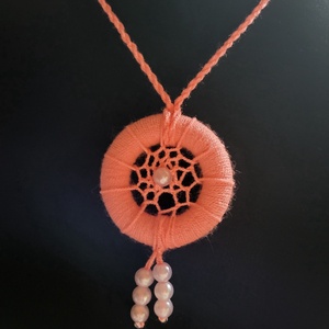 Gyöngyös medál-álomfogó, Ékszer, Nyaklánc, Medálos nyaklánc, Csomózás, MESKA