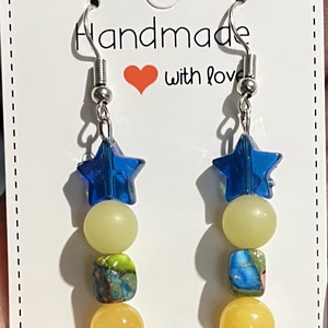 Karácsonyi csillag-ásvány fülbevaló - ékszer - fülbevaló - lógó fülbevaló - Meska.hu