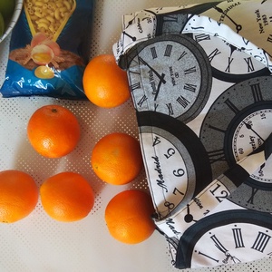 Utazás az időben, óra mintájú bevásárló szatyor extra neszeszerrel - Nagy méret - táska & tok - bevásárlás & shopper táska - shopper, textiltáska, szatyor - Meska.hu