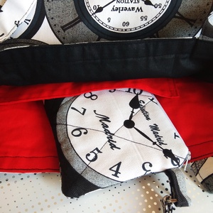 Utazás az időben, óra mintájú bevásárló szatyor extra neszeszerrel - Nagy méret - táska & tok - bevásárlás & shopper táska - shopper, textiltáska, szatyor - Meska.hu