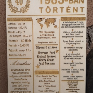 40 éves jubileum, azaz 1983-ban történt, Otthon & Életmód, Dekoráció, Kép & Falikép, Táblakép, Famegmunkálás, MESKA