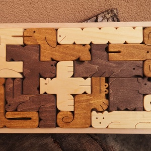 Állatos puzzle tömörfából - játék & sport - készségfejlesztő és logikai játék - montessori szivárvány, waldorf játékok - Meska.hu