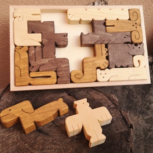 Állatos puzzle tömörfából, Játék & Sport, Készségfejlesztő és Logikai játék, Montessori szivárvány, Waldorf játékok, Famegmunkálás, MESKA