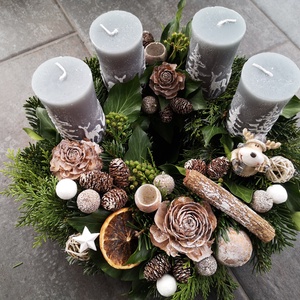 Élő fenyős adventi koszorú - karácsony - adventi díszek - adventi koszorú - Meska.hu