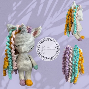 Horgolt fluoreszkáló unikornis, Játék & Sport, Plüssállat & Játékfigura, Unikornis, Varrás, Horgolás, MESKA