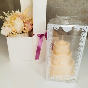 Virággyertya box, torta formájú gyertyával  - otthon & életmód - gyertya, illat, aroma - gyertya - Meska.hu