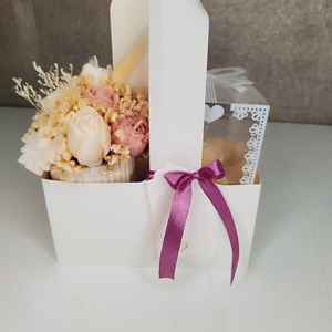 Virággyertya box, torta formájú gyertyával  - otthon & életmód - gyertya, illat, aroma - gyertya - Meska.hu