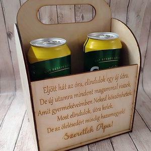 Szülőköszöntő sörtartó apukáknak, Otthon & Életmód, Konyhafelszerelés, tálalás, Italos kellékek, Sörtartó, Gravírozás, pirográfia, MESKA
