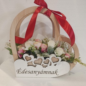 Szülőköszöntő szíves kosár - esküvő - emlék & ajándék - szülőköszöntő ajándék - Meska.hu