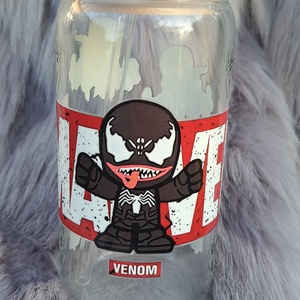 Marvel-Venom bambusz tetős üvegpohár - otthon & életmód - konyhafelszerelés, tálalás - tálalás - pohár - Meska.hu