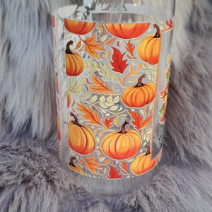 Őszi tök mintás műanyag pohár szívószállal - Meska.hu