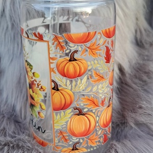 Őszi tök mintás műanyag pohár szívószállal - otthon & életmód - konyhafelszerelés, tálalás - tálalás - pohár - Meska.hu