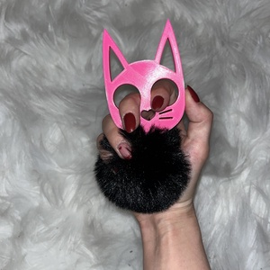 Pink Kitty/Black Tassel - táska & tok - kulcstartó & táskadísz - kulcstartó - Meska.hu