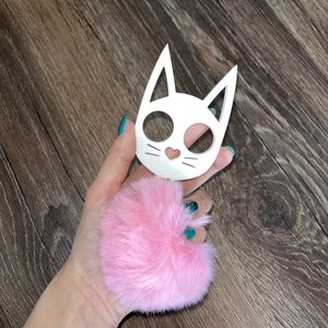 White Kitty/Pink Tassel, Táska & Tok, Kulcstartó & Táskadísz, Kulcstartó, Újrahasznosított alapanyagból készült termékek, Mindenmás, MESKA