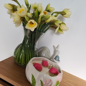 Tulipán kerámiában gyertya, Kellékek & szerszámok, Dekorációs kellékek, Dekorációs gyertya, Gyertya-, mécseskészítés, MESKA