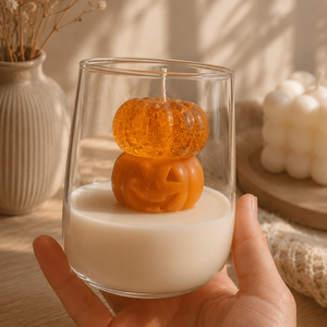 Pumpkin Spice sütőtökös illatosított gyertya üvegpohárban - Meska.hu