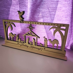 Fa Adventi Kalendárium - Betlehemi Lépegető Angyalkával - karácsony - adventi díszek - adventi naptár - Meska.hu