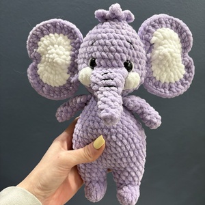 Horgolt lila elefánt - játék & sport - plüssállat & játékfigura - más figura - Meska.hu