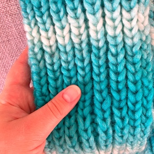 meleg kötött sál azúr - ruha & divat - sál, sapka, kendő - sál - Meska.hu