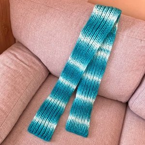 meleg kötött sál azúr - ruha & divat - sál, sapka, kendő - sál - Meska.hu