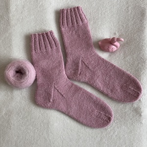 Kézzel kötött gyapjú zokni  Púderes rózsaszín  Méret: 36-37, Ruha & Divat, Cipő & Papucs, Zokni, Horgolás, MESKA