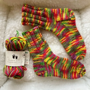 Kézzel kötött gyapjú zokni  tűzijáték  Méret: 24-25, Ruha & Divat, Cipő & Papucs, Zokni, Horgolás, MESKA