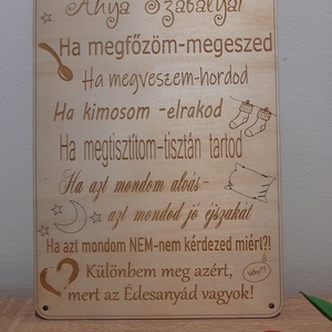Anya szabályai fa tábla  - Meska.hu