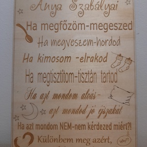 Anya szabályai fa tábla  - otthon & életmód - dekoráció - ajtó- és ablak dekoráció - ajtótábla - Meska.hu