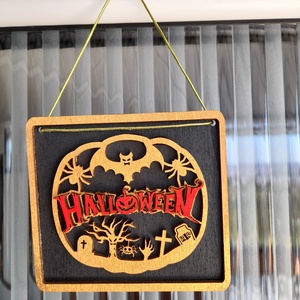 Halloween fa tábla , ajtódísz  - otthon & életmód - dekoráció - halloween - halloweeni tök - Meska.hu