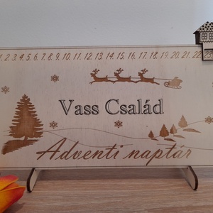 Fa adventi naptár a saját családneveddel, Karácsony, Adventi díszek, Adventi naptár, Famegmunkálás, Gravírozás, pirográfia, MESKA