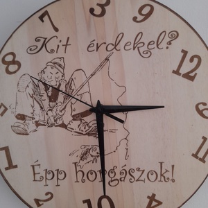 Minőségi falióra horgászoknak, Otthon & Életmód, Dekoráció, Fali és függő dekoráció, Falióra & óra, Famegmunkálás, Gravírozás, pirográfia, MESKA