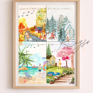   Négy évszak gyerek poszter � mesés faldekoráció gyerekszobába - Meska.hu