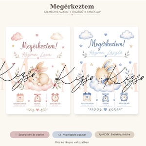 Személyre szabott „Megérkeztem” babaposzter , Baba - mama, Babaemlékek, Bababejelentők, Papírművészet, Őrizd meg kisbabád érkezésének legszebb adatait egy kedves, akvarell stílusú emléklapon! ✨

A poszt..., MESKA