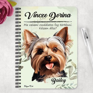 Személyre szabható - Yorkshire terrier portré mintás A5-ös füzet - otthon & életmód - papír, írószer - jegyzetfüzet & napló - Meska.hu