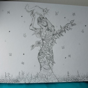 Fauna, Művészet, Festmény, Festmény vegyes technika, Fotó, grafika, rajz, illusztráció, MESKA