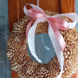 Rózsaszín masnis pisztácia ajtódísz  - Meska.hu