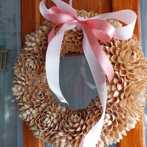 Rózsaszín masnis pisztácia ajtódísz  - otthon & életmód - dekoráció - ajtó- és ablak dekoráció - ajtódísz & kopogtató - Meska.hu