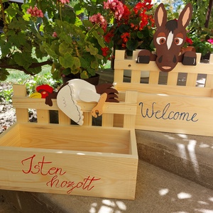Állatos welcome virágláda , Otthon & Életmód, Ház & Kert, Virágláda, balkonláda, Famegmunkálás, Festészet, MESKA
